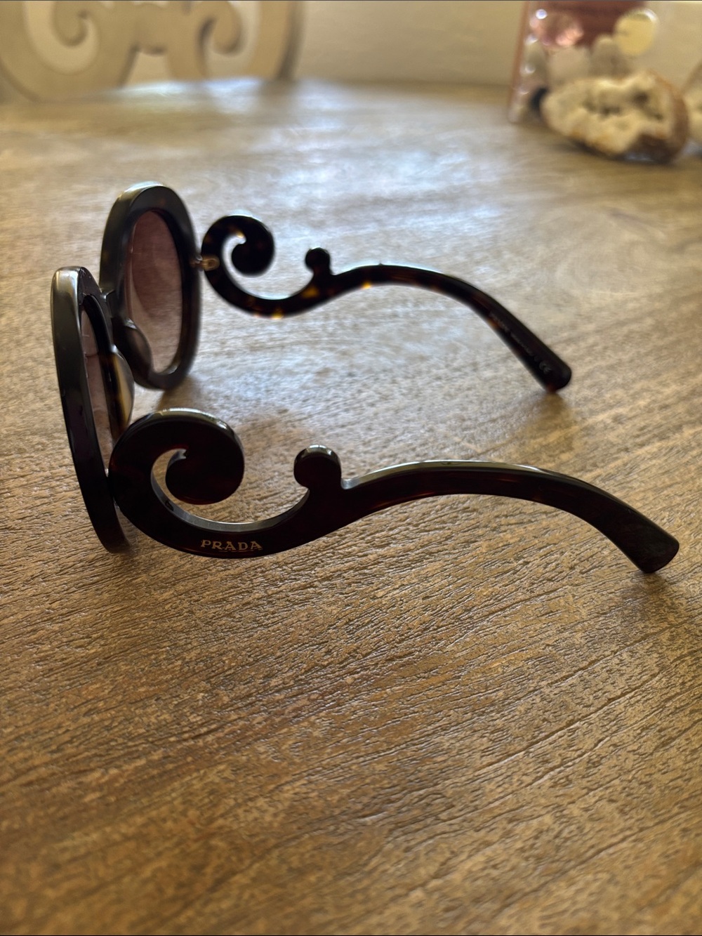 Prada Tortoiseshell Round Women's Sunglasses - Brown Lenses - Picture 5 of 9